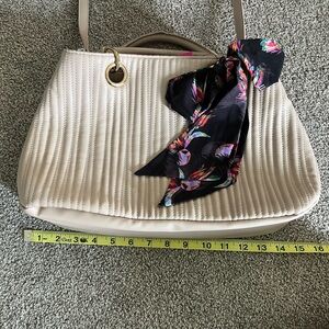 Betsey Johnson crossbody satchel quilted stripe nude gold